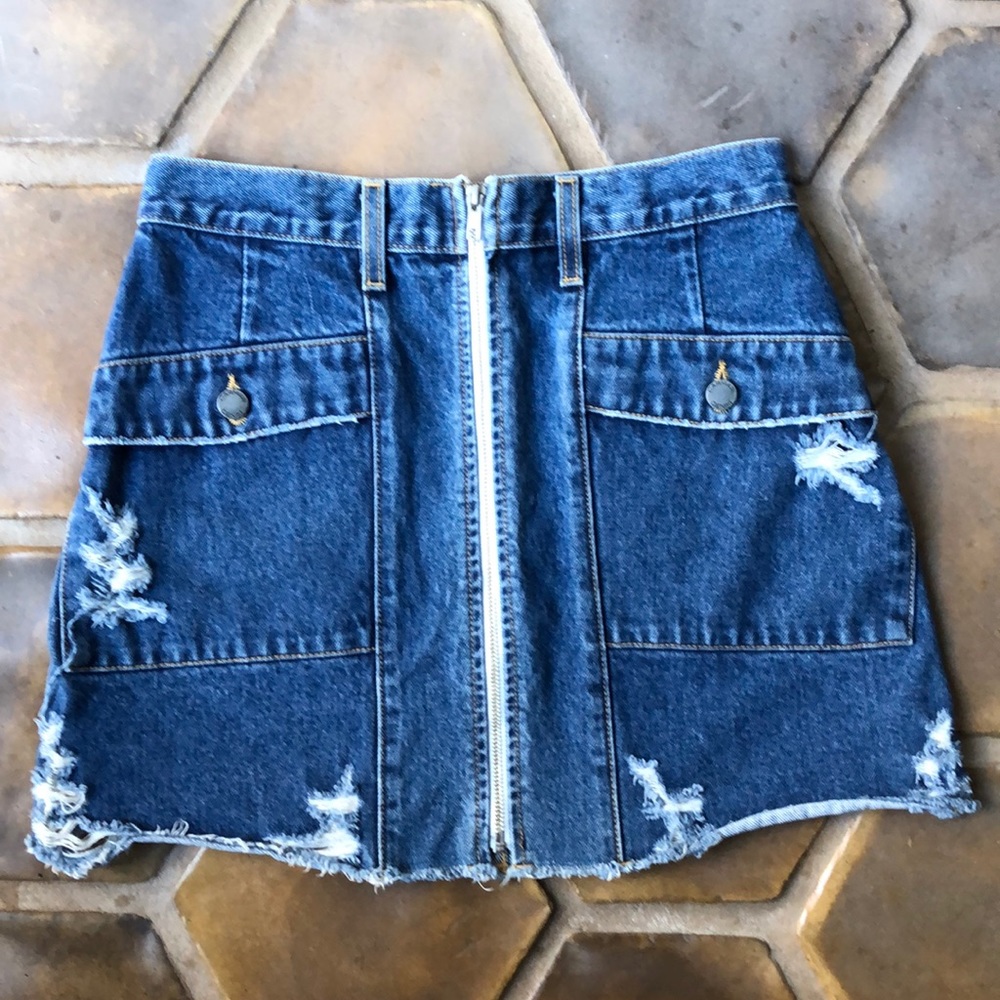 LF Carmar Distressed Jean Skirt